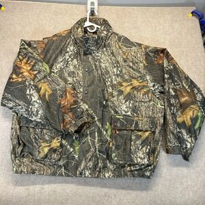 Remington Hunting Jacket Mens 2XL Mossy Oak BreakUp Camo Double Zip Hidden Hood